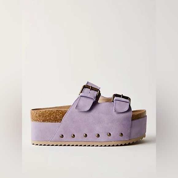 Free People Intentionally Blank Rule Breaker Sandal Lavender Suede - Picture 2 of 8